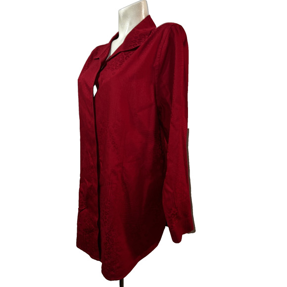 CHICO'S Top Sz XL (3) 16/18 Rust Red Button Animal Print LS No-Iron Blouse Shirt - Picture 5 of 7